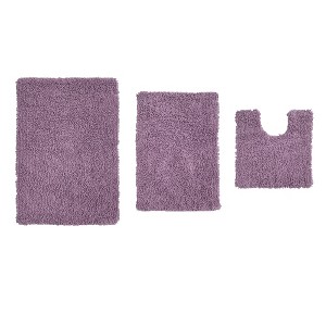 Fantasia Bath Rug Collection Cotton Shaggy Pattern Tufted Set of 3 Bath Rug Set - Home Weavers - 1 of 3
