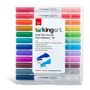 KINGART PRO Dual Tone Acrylic Paint Markers, 12 Pens, 24 Colors - 1 of 4