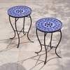 Teal Island Designs Modern Black Round Outdoor Accent Side Tables 14" Wide Set of 2 Light Blue Mosaic Tabletop Front Porch Patio Home House - 2 of 4