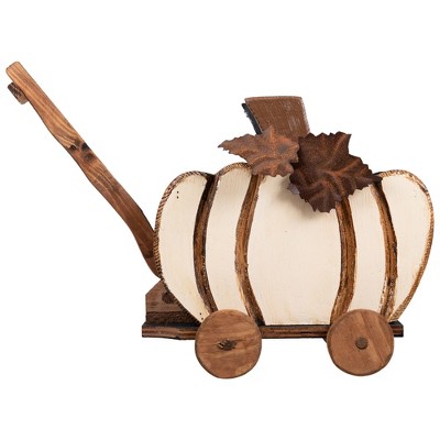 Northlight Wooden Pumpkin Cart Fall Harvest Decoration - 10.5"