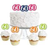 Big Dot of Happiness 60th Birthday - Cheerful Happy Birthday - Dessert Cupcake Toppers - Sixtieth Birthday Party Clear Treat Picks - Set of 24