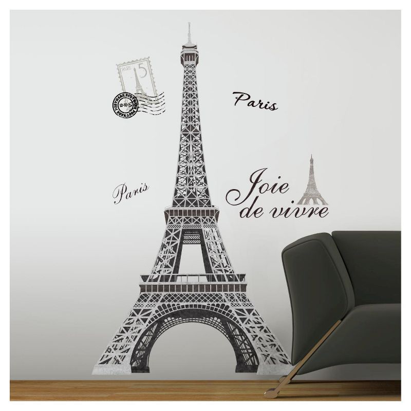 Eiffel Tower Peel and Stick Giant Wall Decal Black - ROOMMATES, 1 of 12
