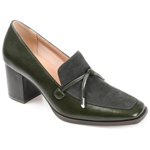 Journee Collection Womens Crawford Square Toe Mid Stacked Heel Pumps - 1 of 4