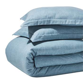 Melange Flannel Cotton Two-Toned Textured Duvet Cover Set by Blue Nile Mills