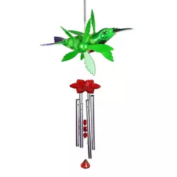 9.25" Metal and Plastic Hummingbird Spinning Wings Wind Chime - Exhart