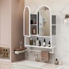 23.62" Modern Double-Arched Mirror Cabinet,2 Doors Medicine Cabinet, Metal Wall Cabinet with Adjustable Shelves - 3 of 4