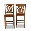 Baxton Studio 2pc Gervais Wood Barstool Set Walnut: Upholstered Polyester, Fixed Height Counter Stools - 2 of 4