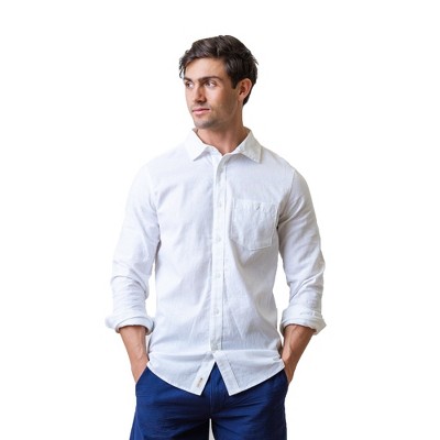 Hope & Henry Mens' Linen Button Down Shirt (white, Large) : Target