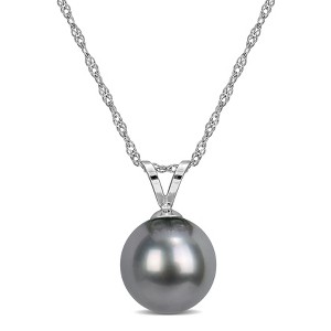 EVERLY JEWELRY | 14K White Gold 9-9.5mm Cultured Tahitian Pearl Pendant with Chain - 17 inch - 1 of 2