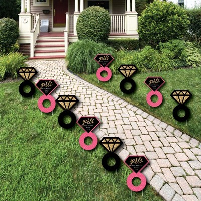 Big Dot of Happiness Girls Night Out - Diamond Ring Lawn Decorations - Outdoor Bachelorette Party Yard Decorations - 10 Piece