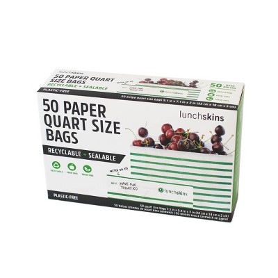 LunchSkins Paper XL Sandwich Bag - Green Stripe - 50ct