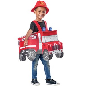 HalloweenCostumes.com 2T-4T   Toddler Red Fire Truck Costume, Black/White/Red - 1 of 1