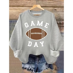 Coolmee Football Sweatshirt For Women Graphic Print Sunday Casual Long Sleeve Crewneck 2025 Fall Pullover - 1 of 4