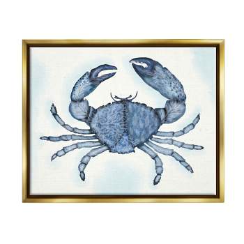 Stupell Industries Blue Crab Claws Sea Life Botanical Pattern Floater Canvas Wall Art