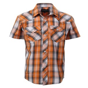 Gioberti Boy's Casual Western Plaid Pearl Snap-on Buttons Short Sleeve Shirt - 1 of 2