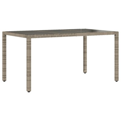 vidaXL Garden Table Grey PE rattan 59.1 x 35.4 x 29.5 in