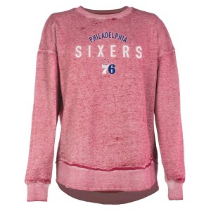 NBA Philadelphia 76ers Women's Burnout Crew Neck Fleece Sweatshirt - 1 of 4