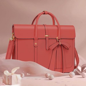 Hachkiko 16 Inch Waterproof PU Leather Laptop Bag - Convertible Backpack & Briefcase with Padding for Work, Travel - 1 of 4