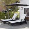Outsunny Chaise Lounge Set of 2 with 5 Angle Backrest, Wheels, Armrests, Table, Cushions, PE Rattan Wicker Chairs, 3-Piece Pool Furniture Set - 3 of 4