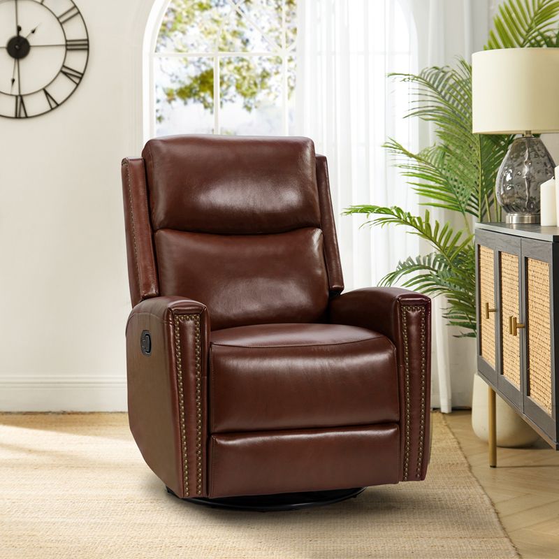 Hilario Fall 30.31''Wide Genuine Leather Swivel Rocker Recliner  Deal of the day | ARTFUL LIVING DESIGN, 4 of 12