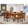 HomeStock 7-Piece Square Saddle Brown Finish Solid Wood Top Dining Table with 6-Chairs - 2 of 4