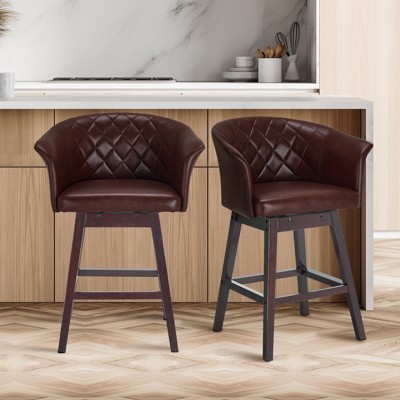 360 Degree Swivel Bar Stools, Counter Height Barstools, Modern Upholstered Bar Stools 2 pack