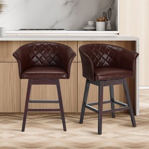 360 Degree Swivel Bar Stools, Counter Height Barstools, Modern Upholstered Bar Stools 2 pack - 1 of 4