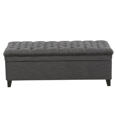 OUTSUPPLY Fabric Storage Ottoman with Birch Legs, Multi-Functional Seat & Hidden Storage, Easy Assembly