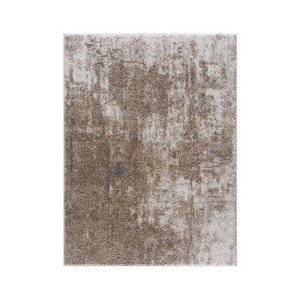LIVN CO. Modern Abstract Soft Plush Area Rug, Grey/Cream - 1 of 4