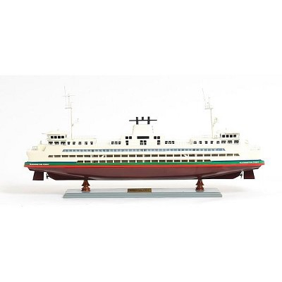 HomeRoots 11" Brown and White Washington Ferry Boat Hand Painted Decorative Boat