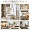 Modern Accent Chair with Curved Armrests and Birch Wood Legs, Upholstered Teddy Fabric Chair for Living Room, Bedroom, or Study-Tanpinhause - 3 of 4