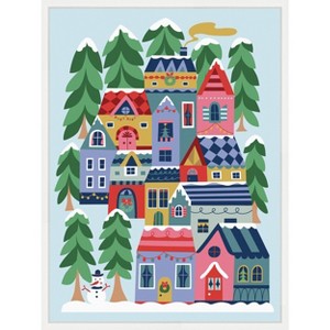 Amanti Art Cozy Houses by Rachel Lee 3 Birdies Studio Canvas Art Framed - 1 of 4