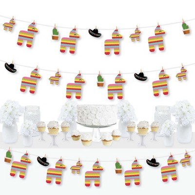 Big Dot of Happiness Let's Fiesta - Mexican Fiesta DIY Party Decorations - Clothespin Garland Banner - 44 Pieces