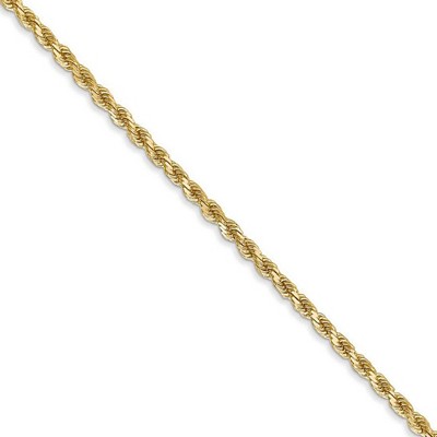 Black Bow Jewelry 2mm 14k Yellow Gold Solid Diamond Cut Rope Chain Necklace