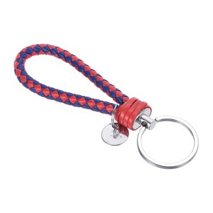 Unique Bargains Braided PU Leather Wallet Keychain with Stainless Steel Key Ring - 1 of 3