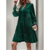 Coolmee Women's Velvet Cocktail DressFall Long Sleeve V Neck High Waist Holiday Semi Formal Mini Party Dresses - 4 of 4