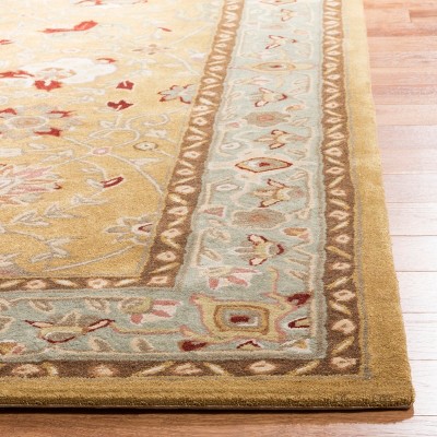 Hand-Knotted Copper and Moss Wool Area Rug 4' x 6'