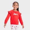 Toddler Girls' Valentine's Day Long Sleeve Top & Bottom Love Set - Cat & Jack™ Medium Red - 3 of 4