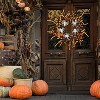 Luupatchy 23in Artificial Spider and Black & Orange Leaves Halloween Wreath for Door, Home, Wall, Halloween, Christmas Decor - 3 of 4