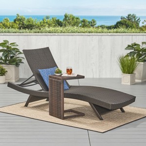 Christopher Knight Home Salem Outdoor Wicker 2 Piece Chaise Lounge and Side Table Set, Multibrown - 1 of 4