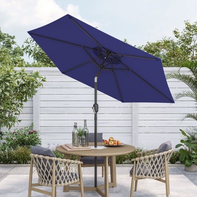 Sonkuki 7.5 ft Outdoor Patio Market Umbrella w/ Crank, Push Button Tilt,  UV-Resistant Canopy