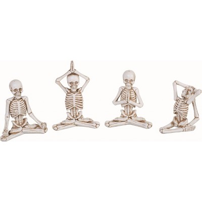 Transpac Resin White Halloween Yoga Skeleton Figurines Set of 4