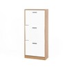 Homy Casa 3-Tier Shoe Storage Cabinet with Flip Drawers and Open Top Shelf for Entryway or Hallway, Oak White - 2 of 4
