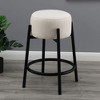 Simple Relax Set of 2 Upholstered Round Counter Stools with Backless in White and Black - 2 of 4