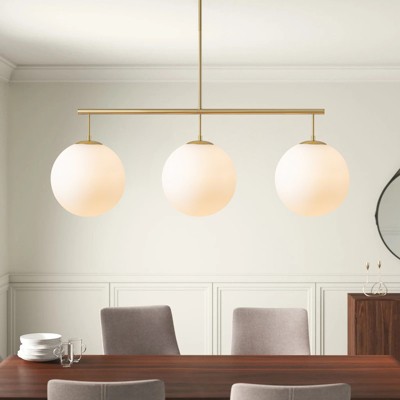 Rennnsan Nestara 47"W 3-Light Linear Milk Glass Modern Dimmable Kitchen Island Pendant