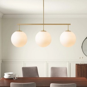 Rennnsan Nestara 47"W 3-Light Linear Milk Glass Modern Dimmable Kitchen Island Pendant - 1 of 4