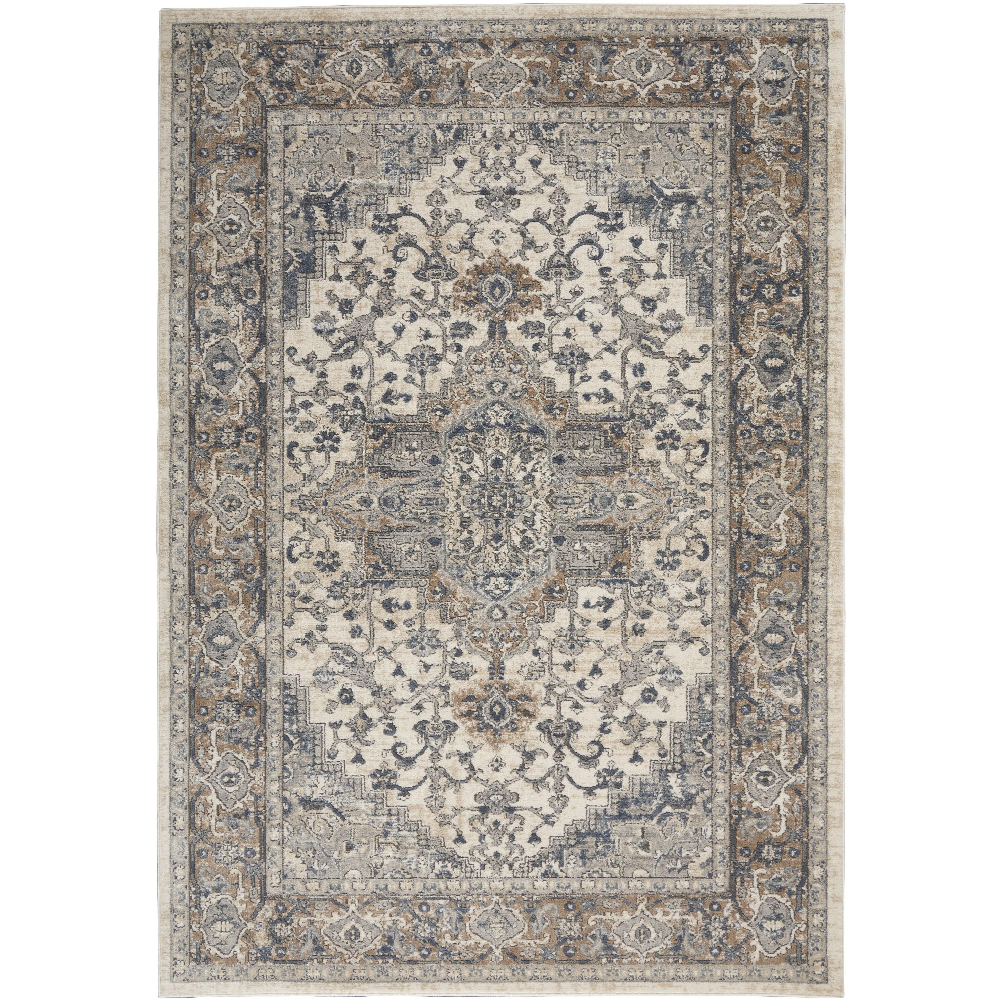 Nourison Concerto Center Medallion Indoor Rug Ivory Grey 3'9" x 5'9"