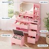 Pink Vanity Desk With Mirror and Lights, Makeup Vanity Dressing Table With 3 Color Modes LED Lighted Mirror - 2 of 4