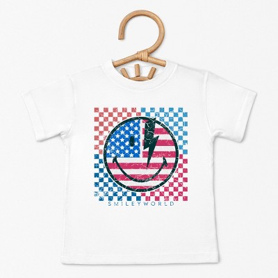 The Juniper Shop SmileyWorld Patriotic Checkered Lightning Toddler Short Sleeve Tee