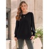 Women's Long Sleeve Pleated Blouse Top Business Casual Crewneck Shirt Smocked Ruffled Cuffs Tunic - 2 of 4